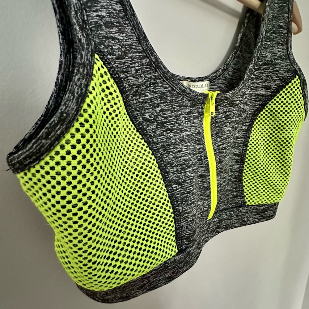 Neon Yellow and Gray Sports Bra